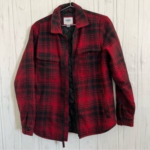 Old Navy Red & Black Plaid Full Zip Shacket Size Medium